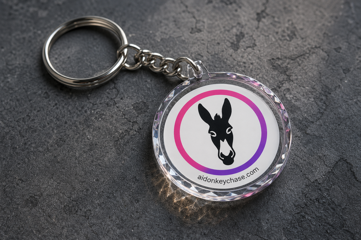 Photoreal acrylic donkey keychain